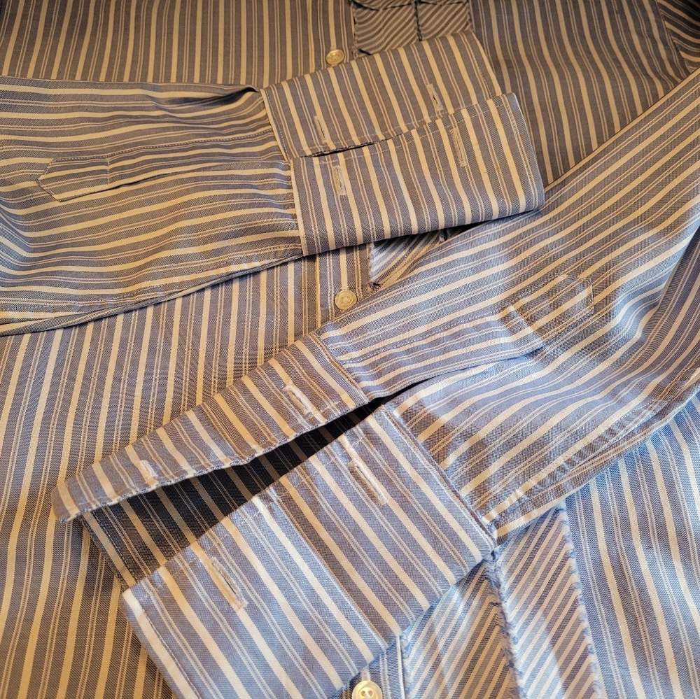 Alara Blue Striped Button Down Long Sleeve Shirt - Picture 12 of 12